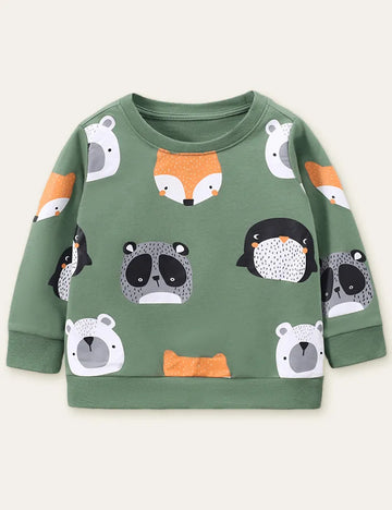 Cartoon Animal Printed Sweatshirt - Mini Taylor